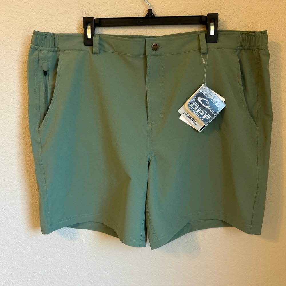 Drake Men's Bamboo Active Shorts Performance Fishing, Turtle Grass, Size 2XL